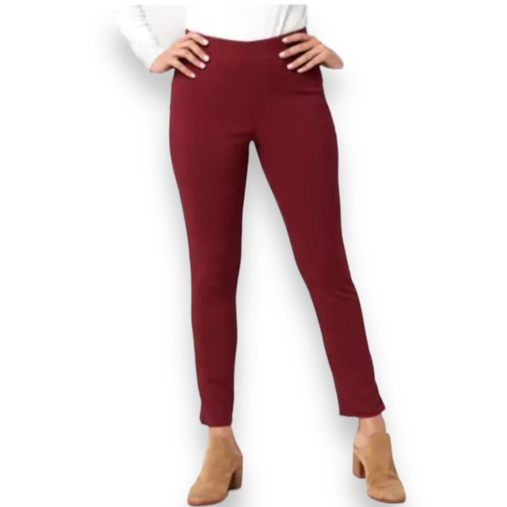 NWOT Denim & Co. Size 12 Burgundy Wine Smooth Waist Ankle Pants